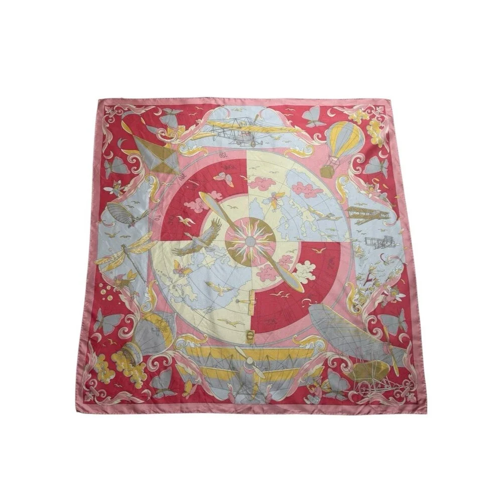 Vintage Projectif Silk Scarf Commemorative CFM Power of Flight Aviation History